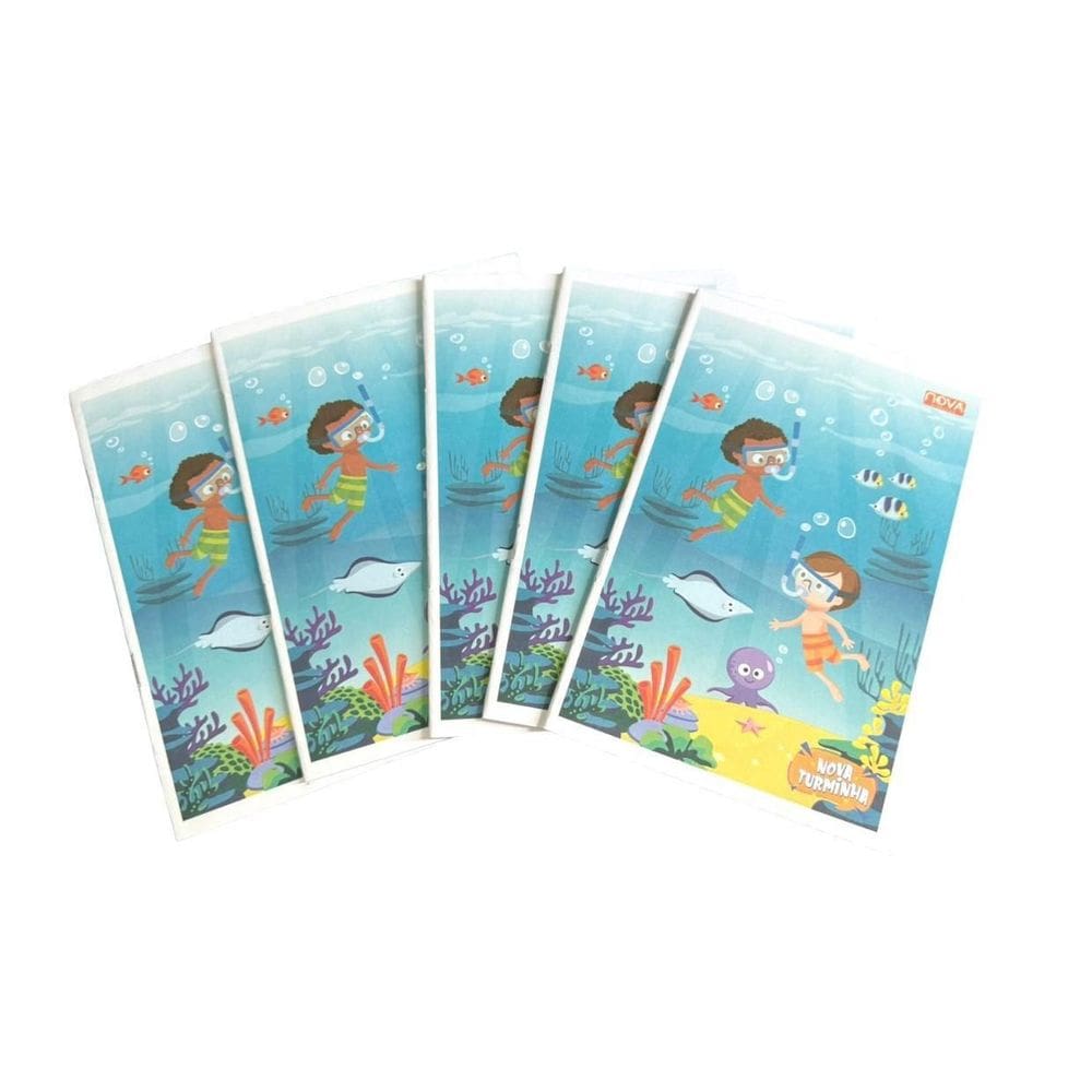 10 Cadernos Brochura Básico Capa Flexível 1/4 14X20-48 Fl