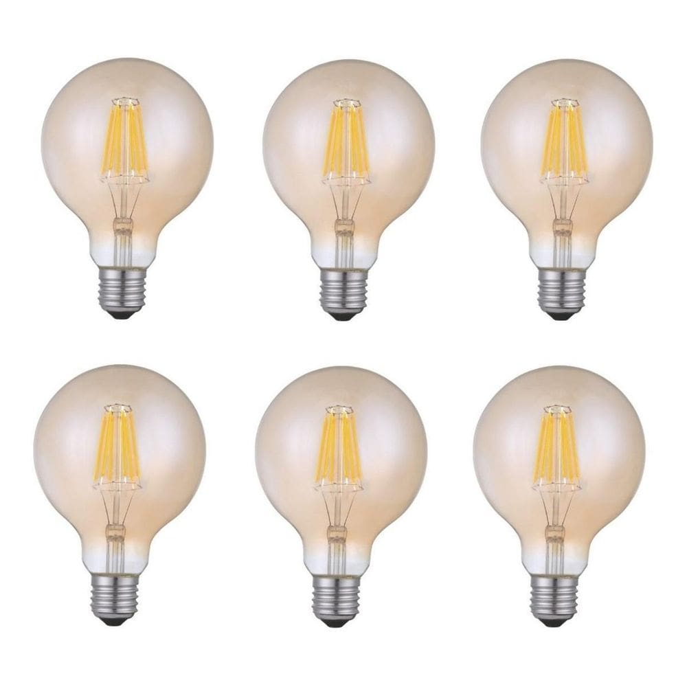 6 Lampada Retro Filamento Ambar G95 4W Bivolt Vintage Ali72