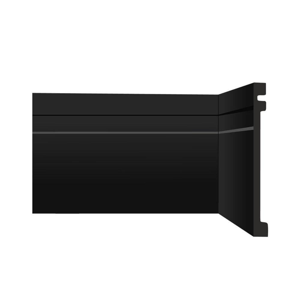 Kit Rodapé de Poliestireno Frisado 12 Barras 10cm X 240cm Rende 28,80 Metros Lineares Ecomex Preto