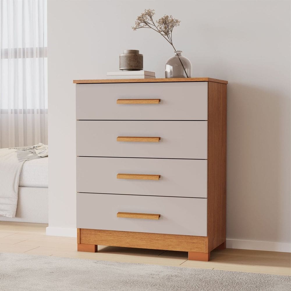 Cômoda 4 Gavetas Compacta 64cm Lídia Cinamomo / Off White