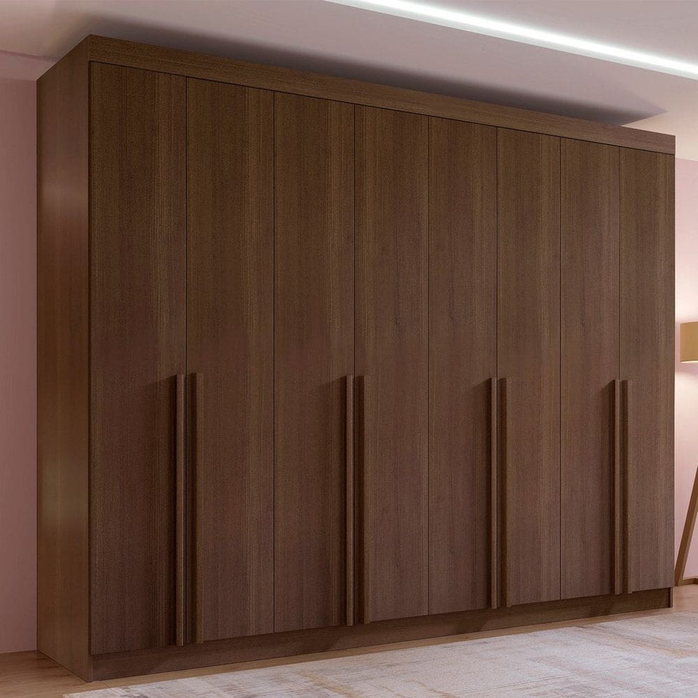Guarda-roupa Casal Mdf 08 Portas Império Castanho