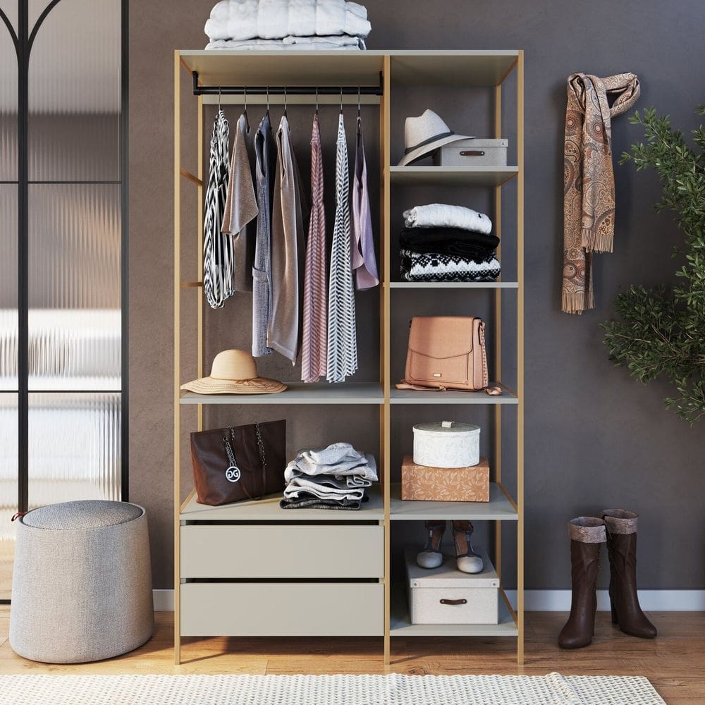 Guarda-roupa Closet Industrial P1025 Arena / Dourado