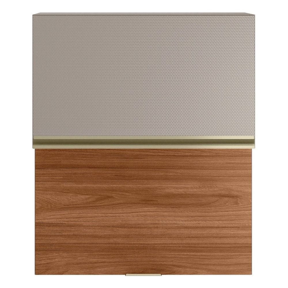 Armário Aéreo 2 Portas Mdf Basculante 60cm Proença Nogueira/Nude Prime