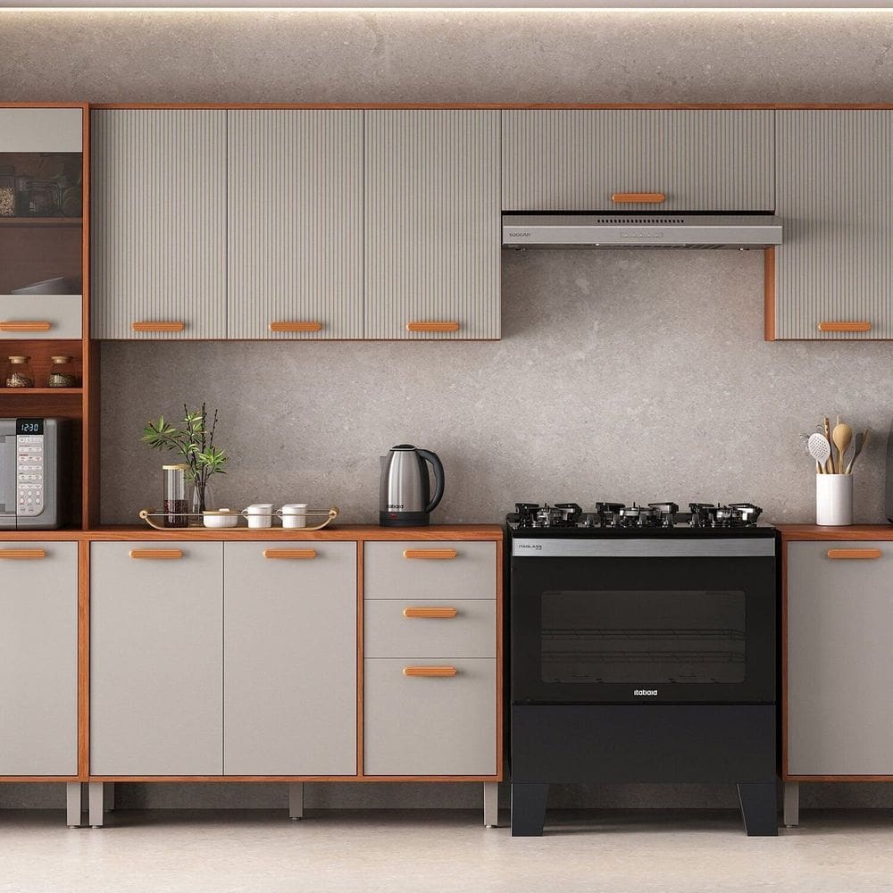 Cozinha Completa Modulada 6 Peças Itafriz Itatiaia Cinamomo/Cinza