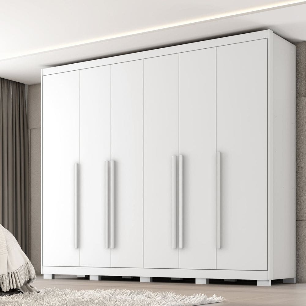 Guarda-roupa Mdf 6 Portas 6 Gavetas Platinium Branco Absoluto