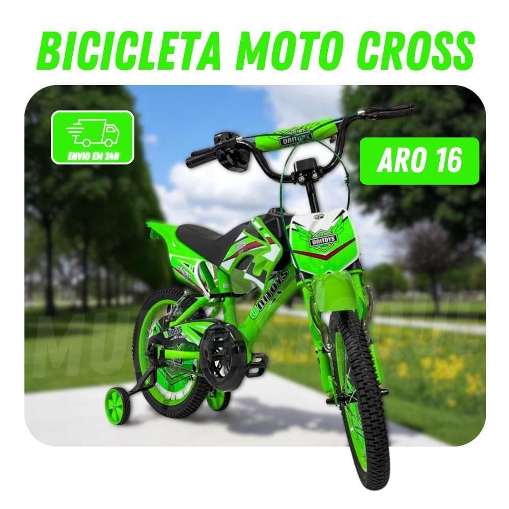 Bicicleta Moto Cross Aro 16 Verde - Ideal Para Aventura