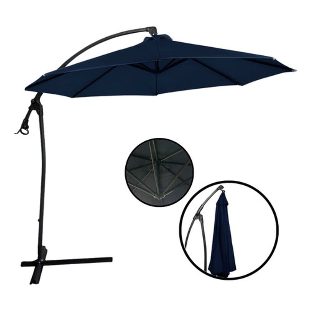 Ombrelone Luxo Guarda Sol Suspenso P/ Varanda & Piscina 3 Metros Branco + Base em Cruz de Apoio de Contrapeso