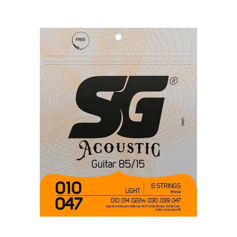 Encordoamento Sg P/ Violão Aço Bronze 85/15 Light 10/47 - Ec0465