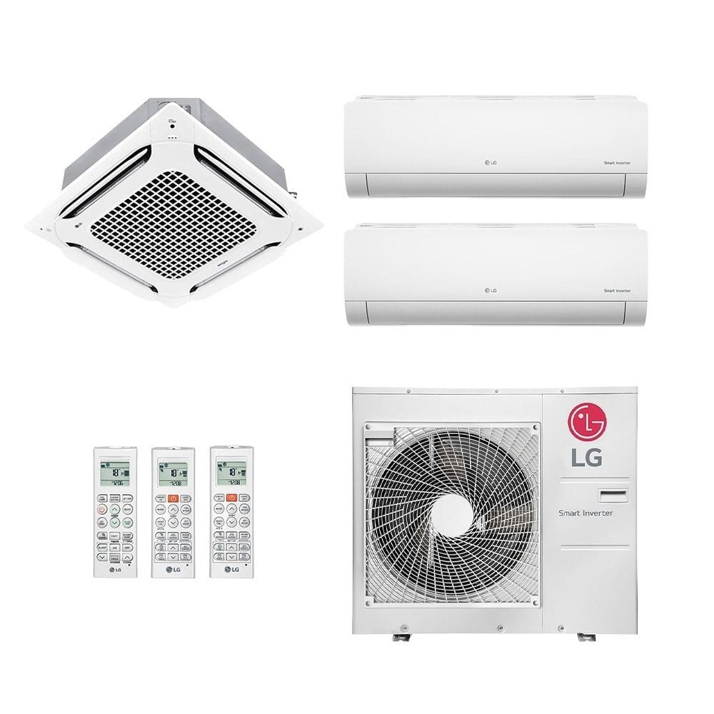 Ar-Condicionado Multi Split Inverter LG 30.000 (2x Evap HW 9.000 + 1x Evap Cassete 4 Vias 24.000) Quente/Frio 220V