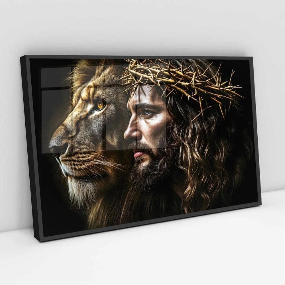 Quadro Decorativo Jesus E Leão - 50X70Cm