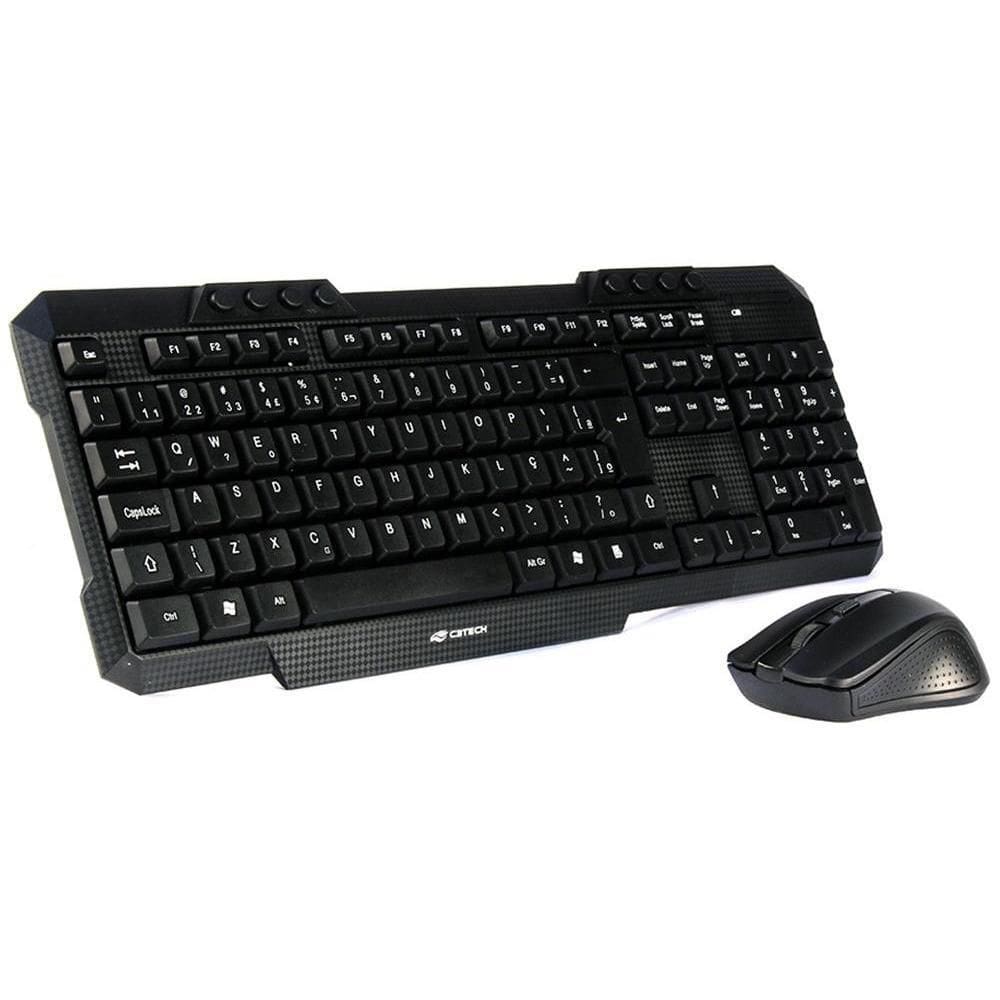 Kit Teclado e Mouse Sem Fio C3Tech K-W10BK, ABNT2, 1000 DPI, Preto
