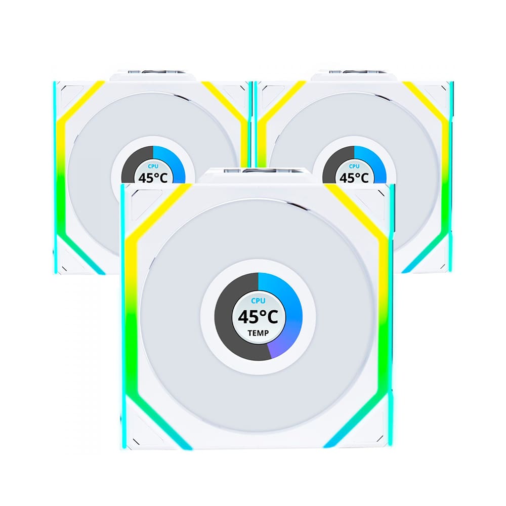 Kit 3 Fans Lian Li Uni Fan SL Wireless 120 ARGB Reverse Blade Branco