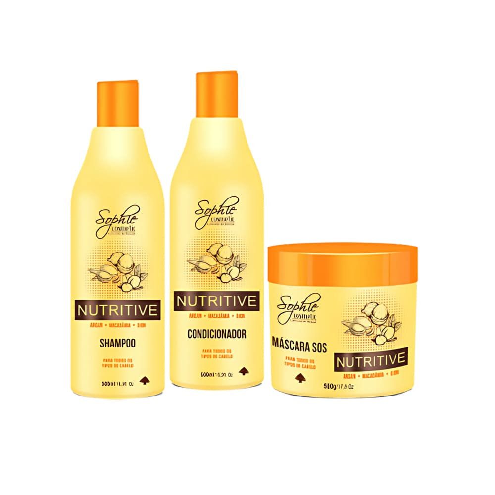 Kit Nutritive Manutenção Shampoo + Condicionador + Máscara 500ml Sophie Cosmetic