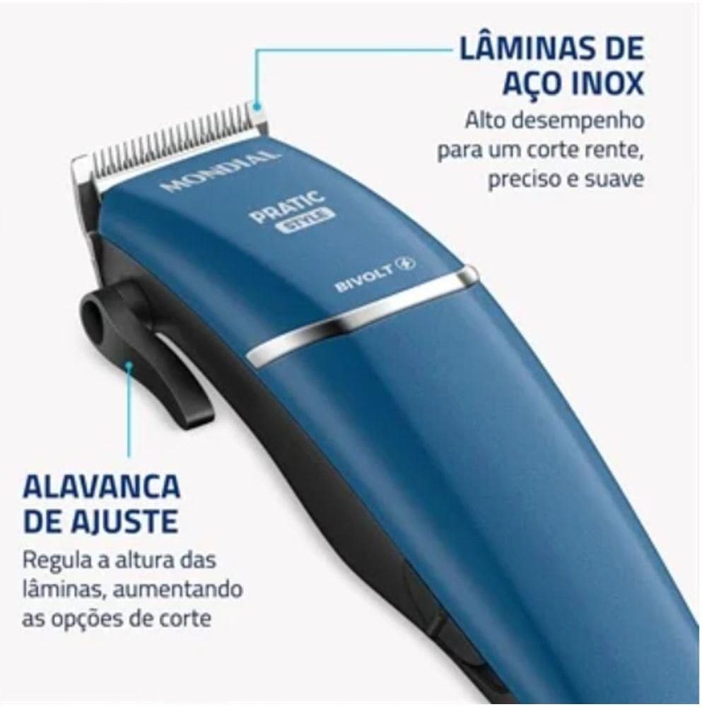 Maquina De Cortar Cabelos 9w Mondial Blue Line Bivolt