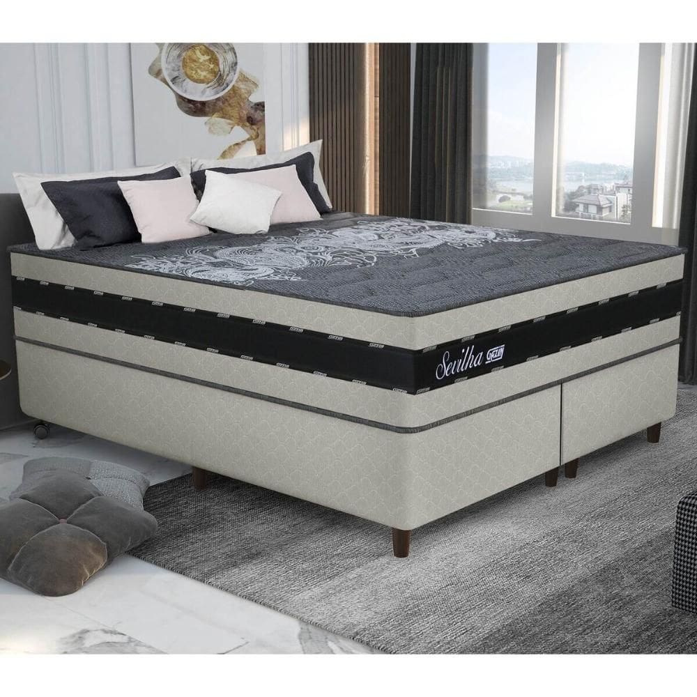 Cama Box Conjugado King com Colchão (193x73x203) Sevilha Gazin CR35358