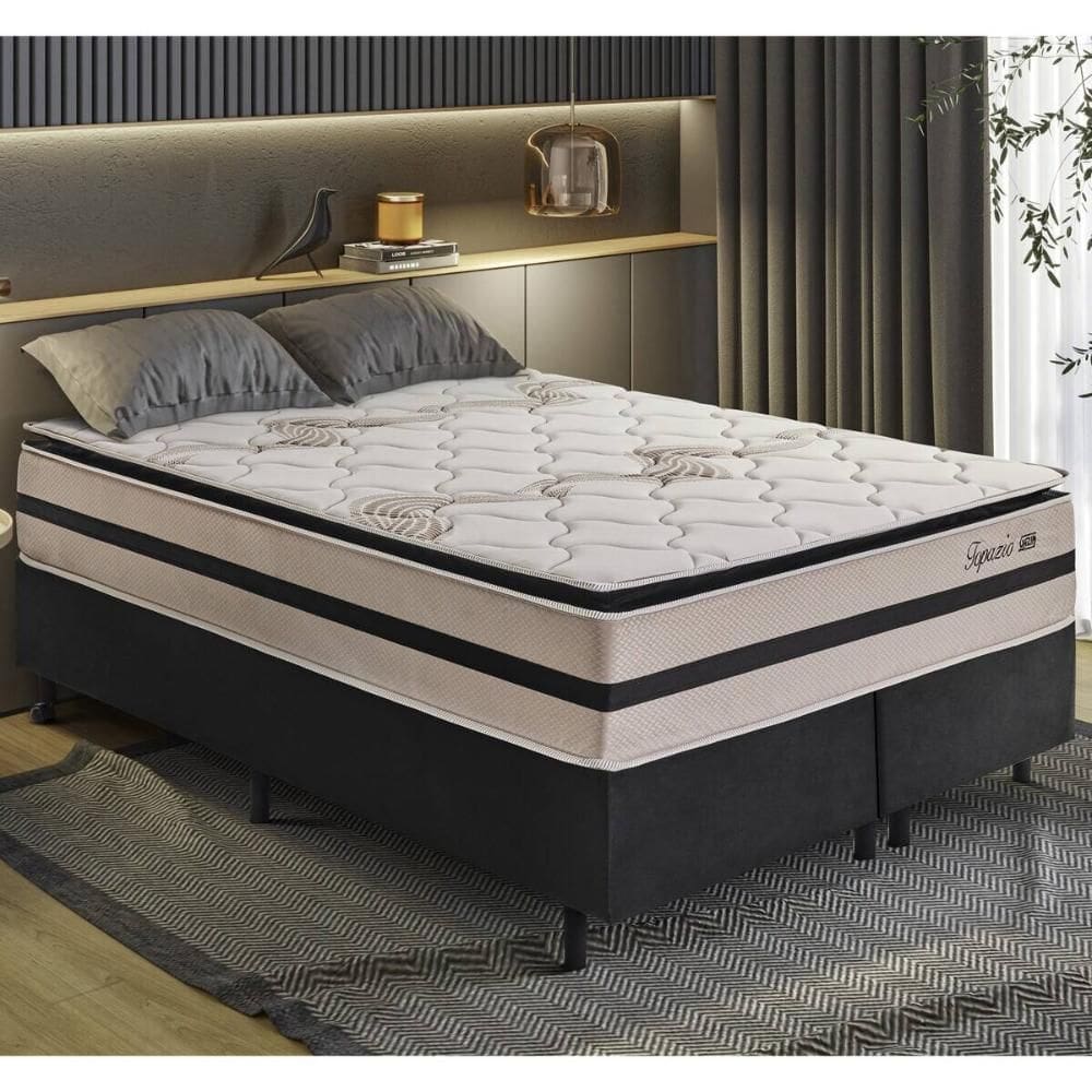 Cama Box Conjugado Queen com Colchão (158x69x198) Topázio Gazin CR35348