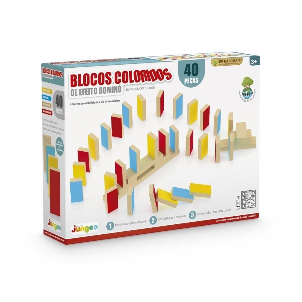 Jogo Blocos Coloridos 40 Peças - Junges
