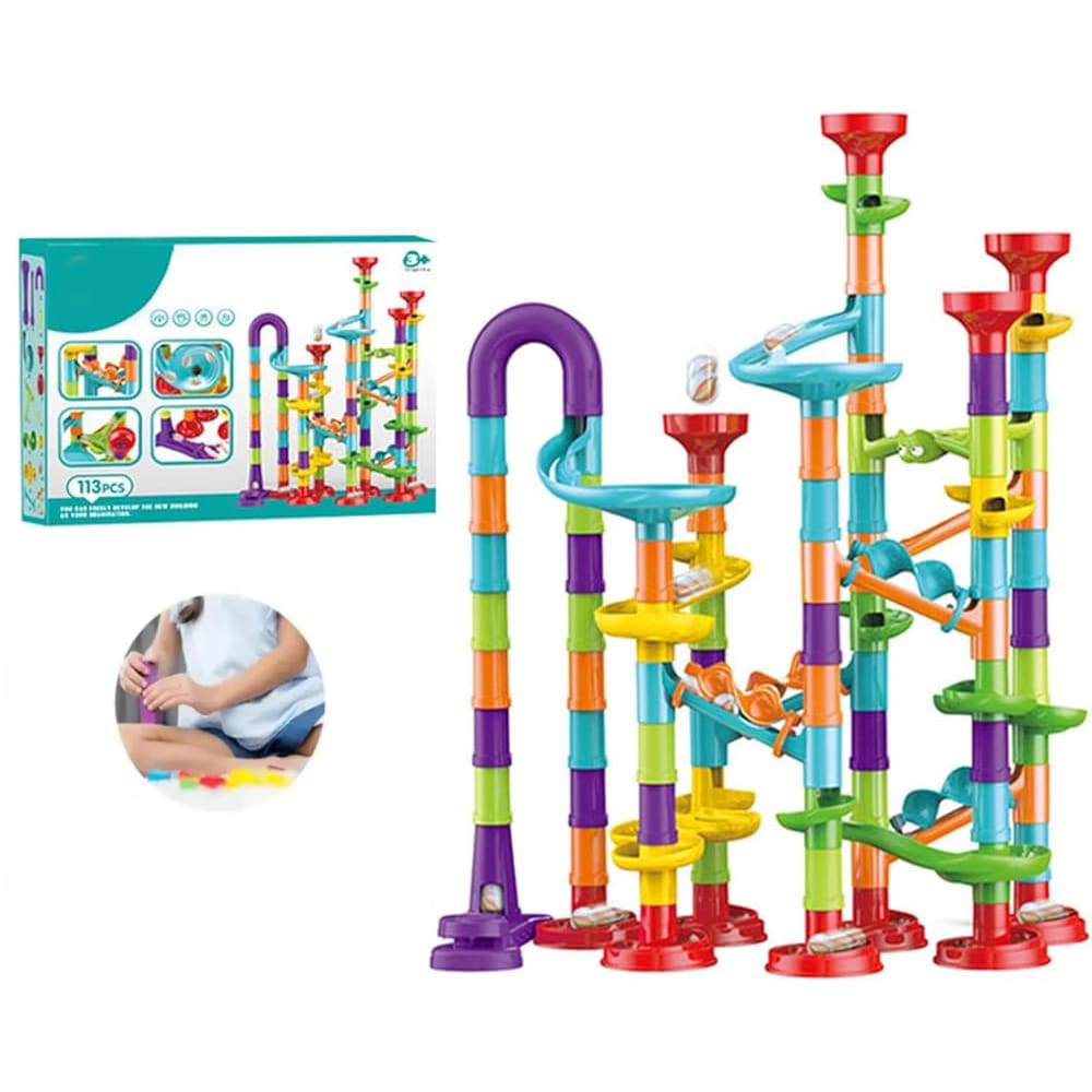 Brinquedo Blocos Montar Pista Grande Tubo C/ Bolinhas 113 Pc