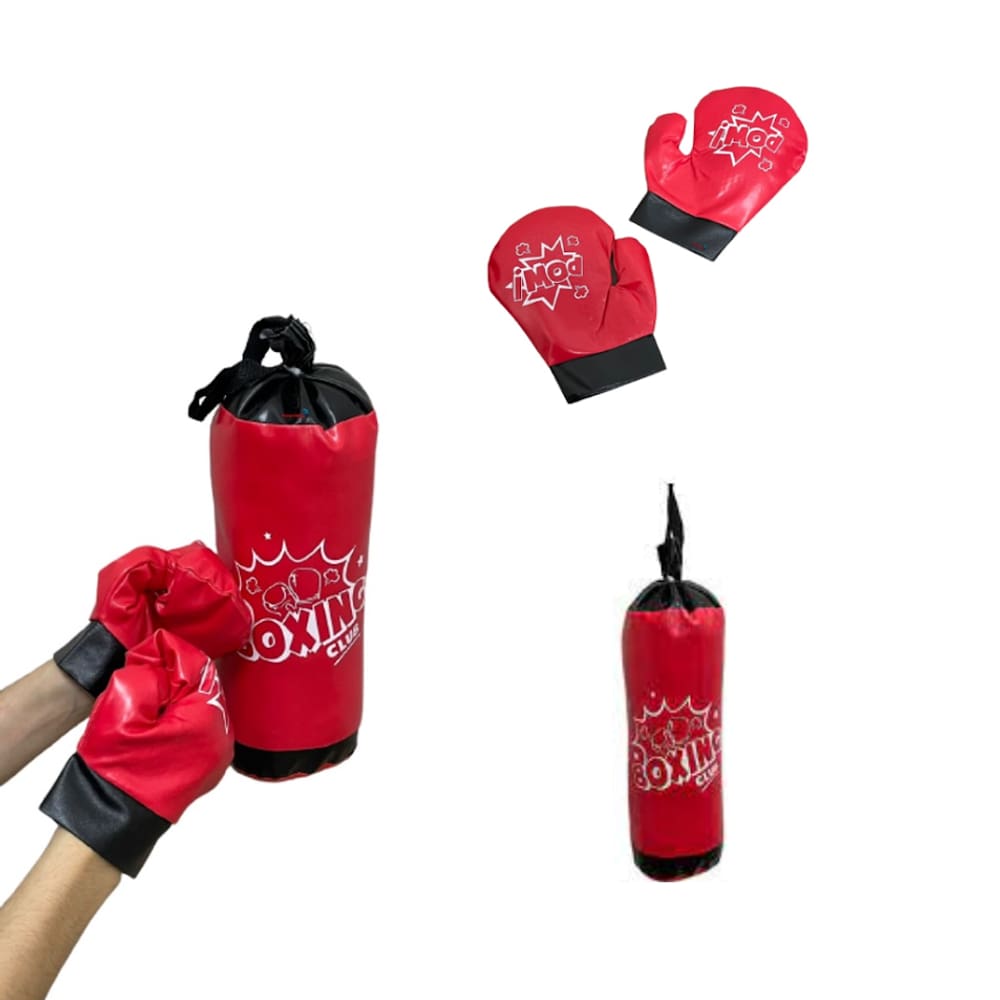 Brinquedo Kit Saco de Pancada Infantil Luvas de Boxe