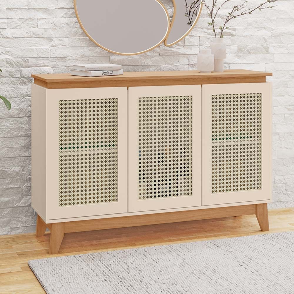 Buffet Munique 100% MDF 3 Porta e Pés Estilo Retrô Tuboarte