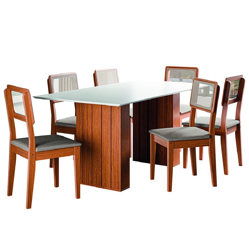 Conjunto de Mesa Sala de Jantar Ripada 1,80m 6 Cadeiras Santiago Dobuê