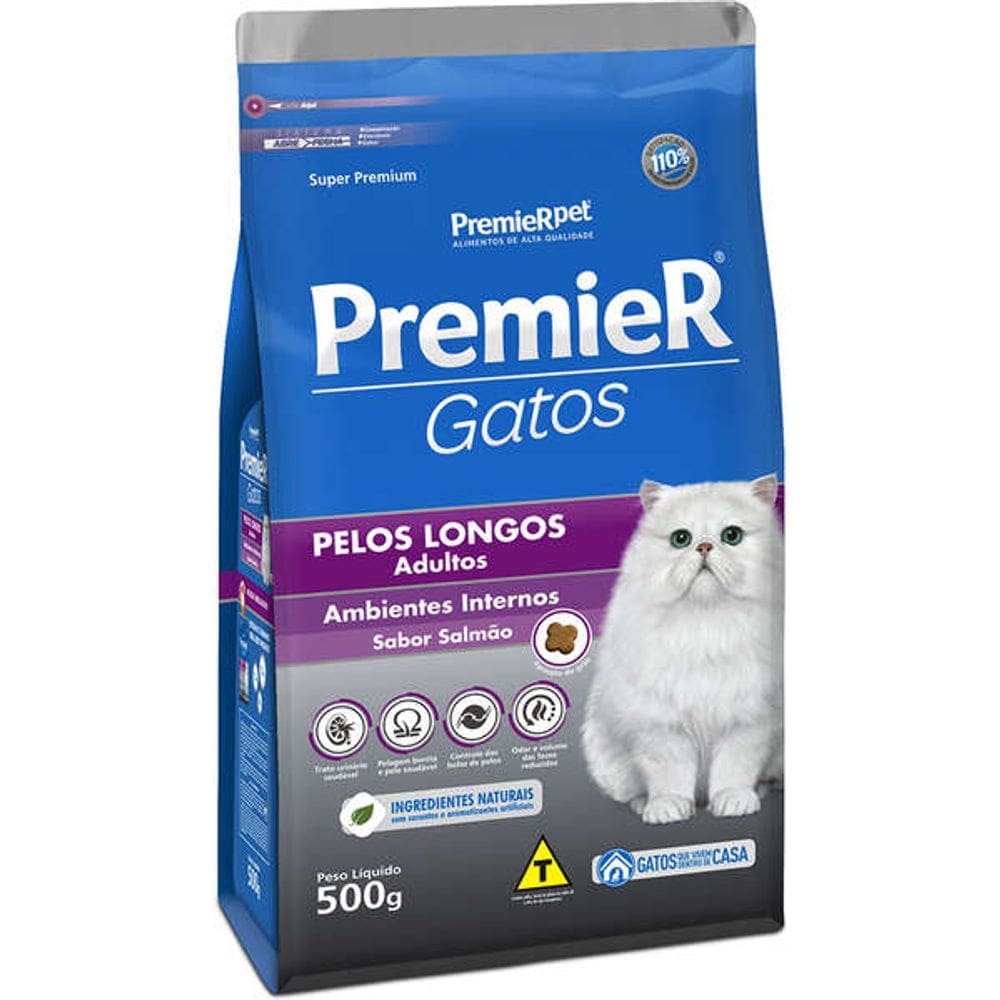Premier A.I.Gatos Ad. Salmao Pelo Longo 500 g