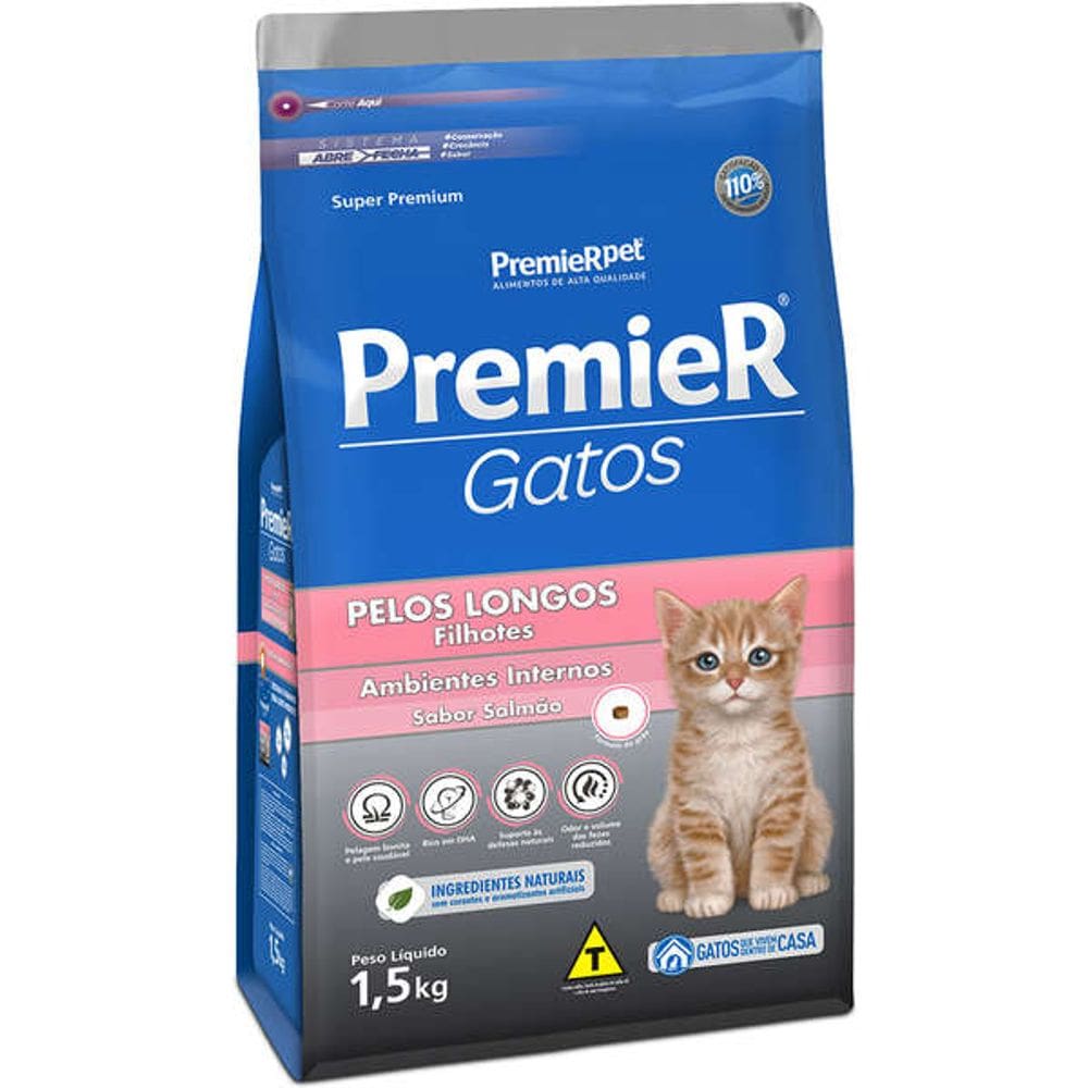 Premier A.I.Gatos Filh. Salmao Pelo Longo 1,5 Kg