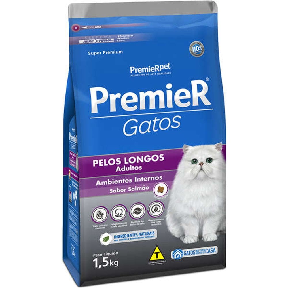 Premier A.I.Gatos Ad. Salmao Pelo Longo 1,5 Kg