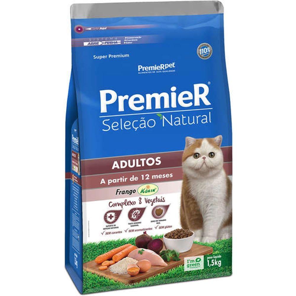 Premier Seleçao Natural Gatos Ad. 1,5 Kg