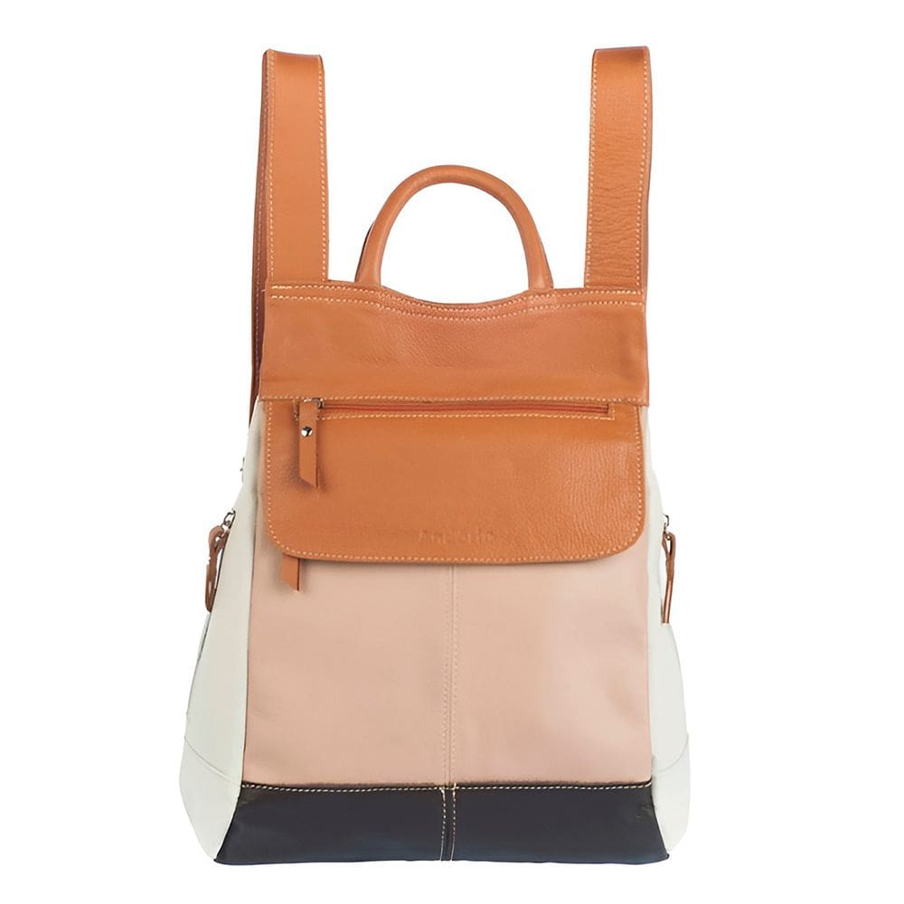 Mochila Feminina Malu em Couro autêntico Tons Terrosos 5Lt