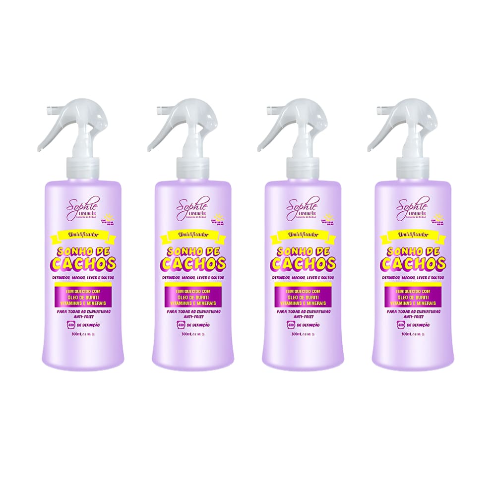 Kit 4 Umidificador Sonho de Cachos 300ml Sophie Cosmetic
