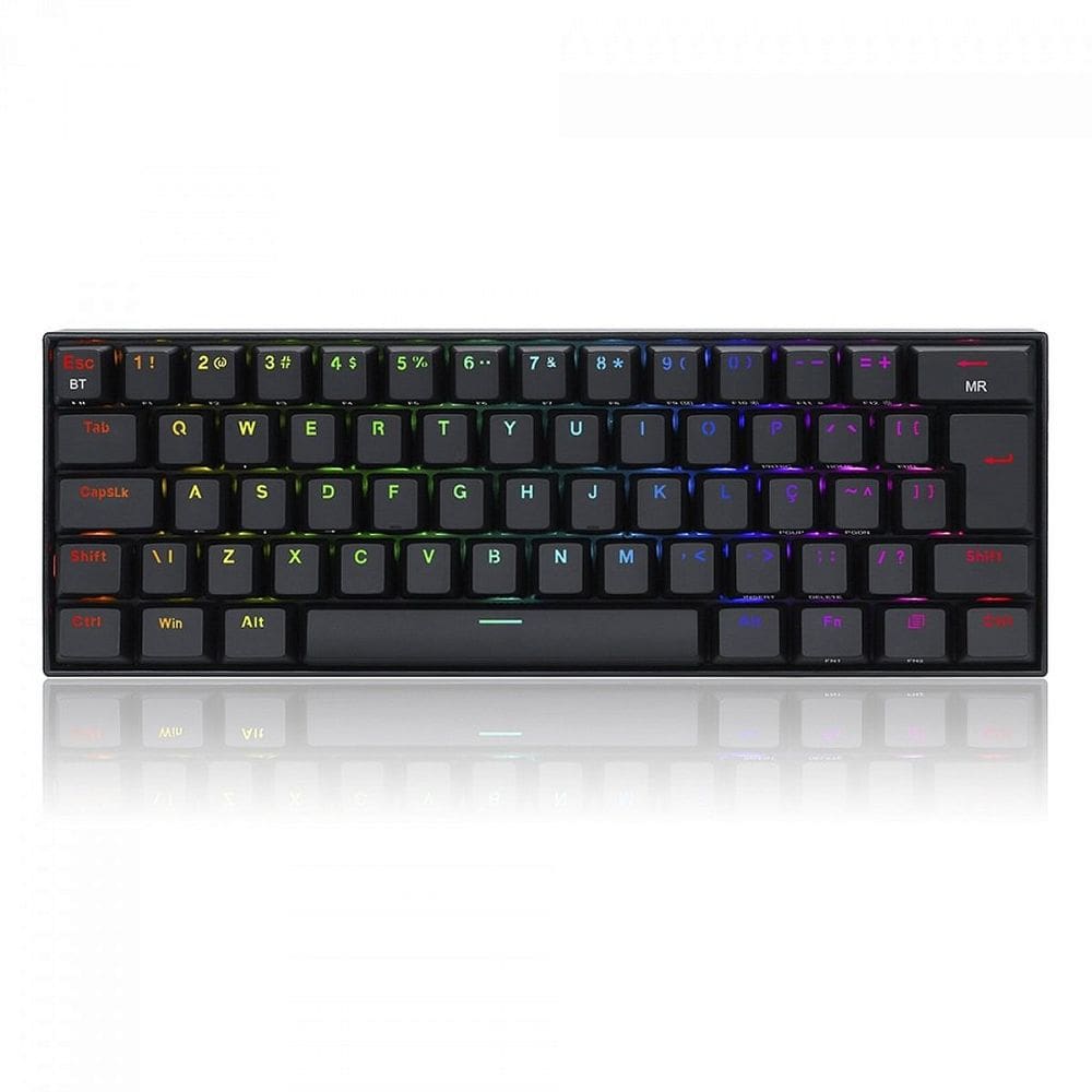 Teclado Mecânico Gamer Redragon Draconic Pro, RGB, Switch Brown, ABNT2, 60%, Preto