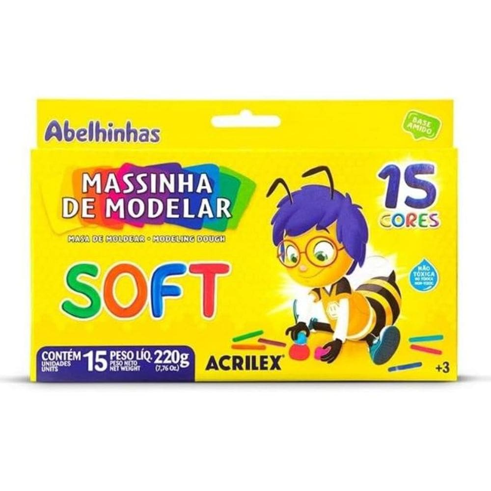 Massinha de Modelar Soft Acrilex c/ 15 cores