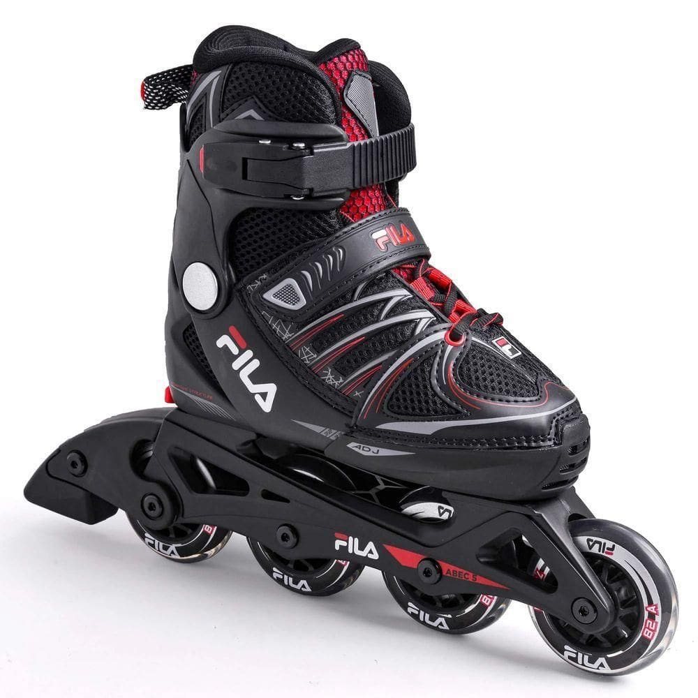 Patins Fila Infantil X One Boy Ou Girl Ajustável Com Freio Tamanhos - Preto Vermelho 36-39