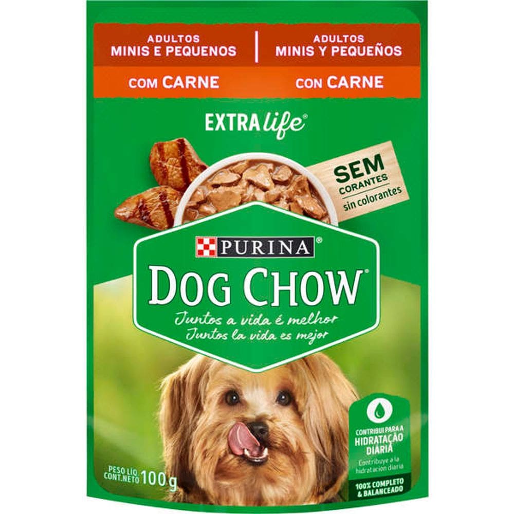 Dog Chow Sache Ad. Mini/Peq. Carne/Arroz 100g