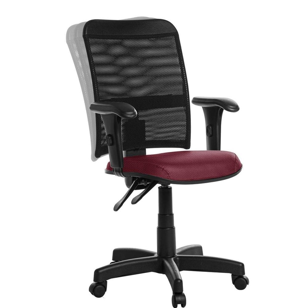Cadeira Escritório Ergonômica Tela com Braço RJ Bordô