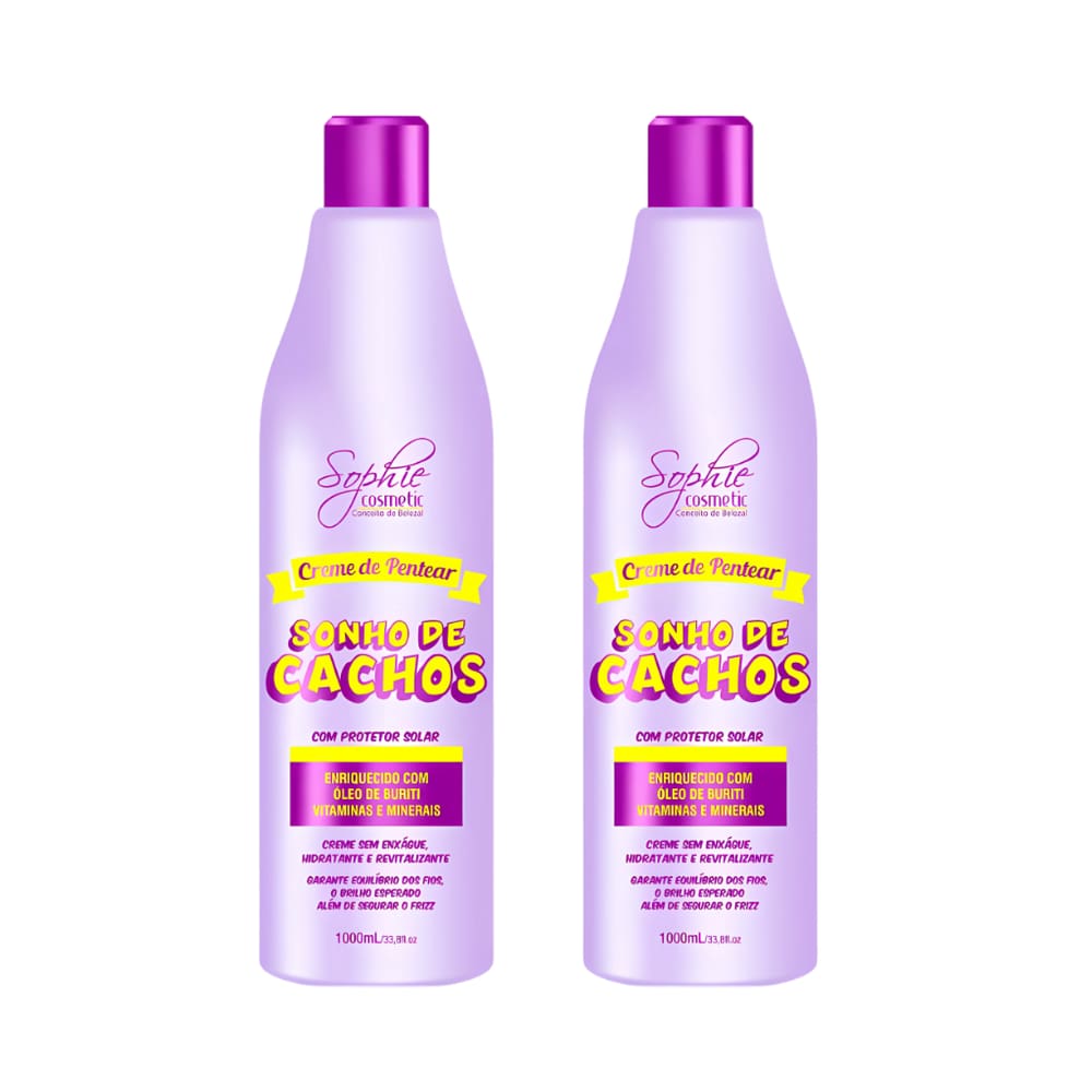 KIT 2 Creme de Pentear Sonhos de Cachos 1L Sophie Cosmetic