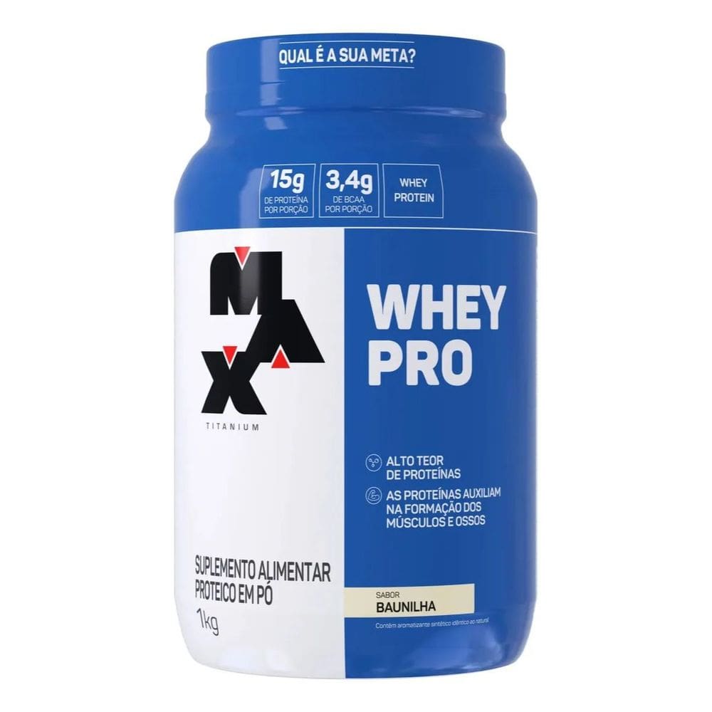 Suplemento Academia Whey Pro Max Titanium Concentrado Pote 1kg Sabor Baunilha