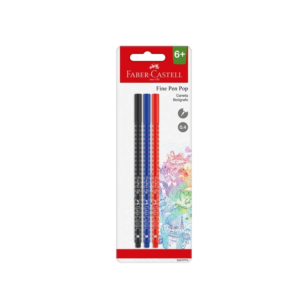 Caneta Faber-Castell Fine Pen Pop com 3 Unidades
