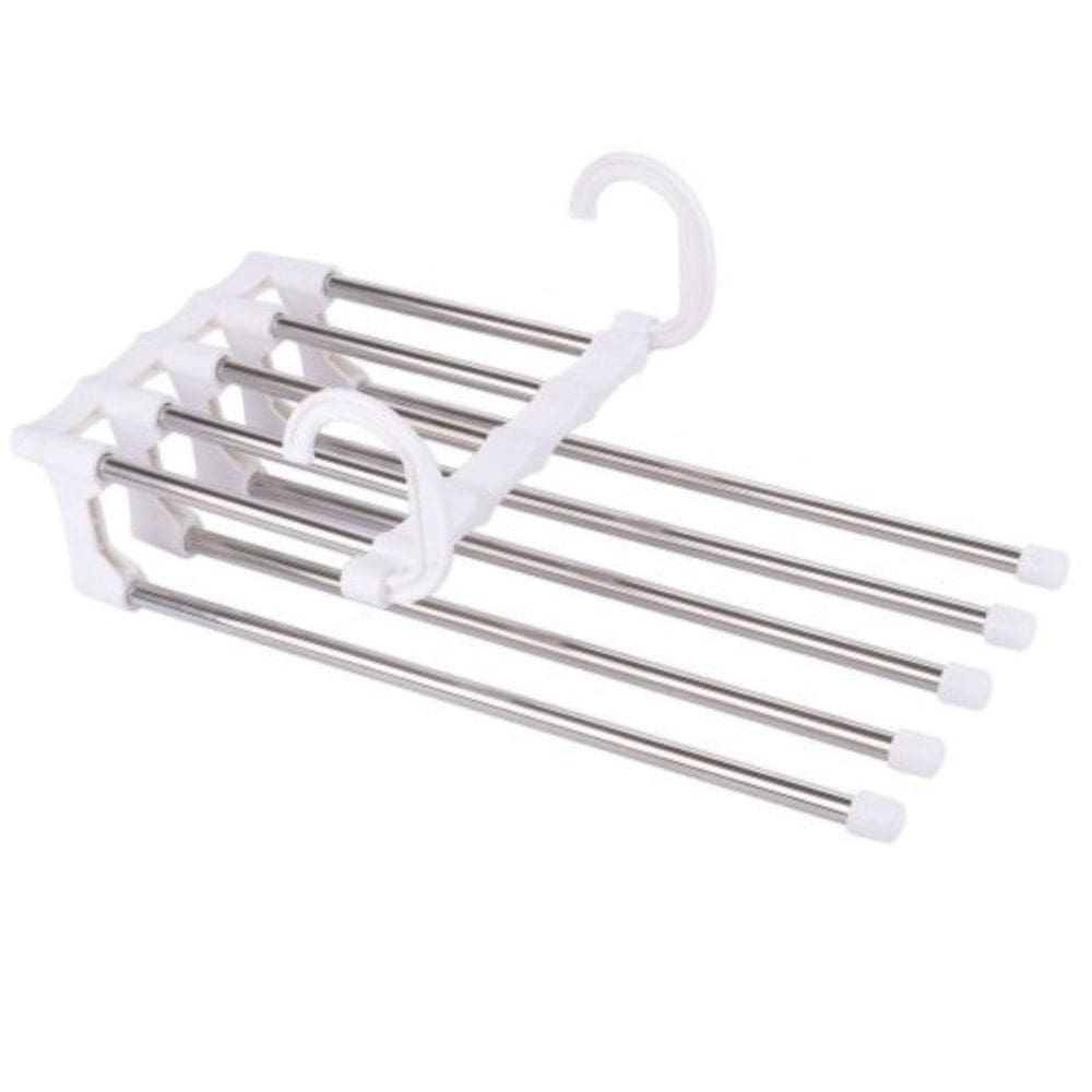 Cabide Portátil Inox para Guarda Roupas 5 Divisórias Multifuncional