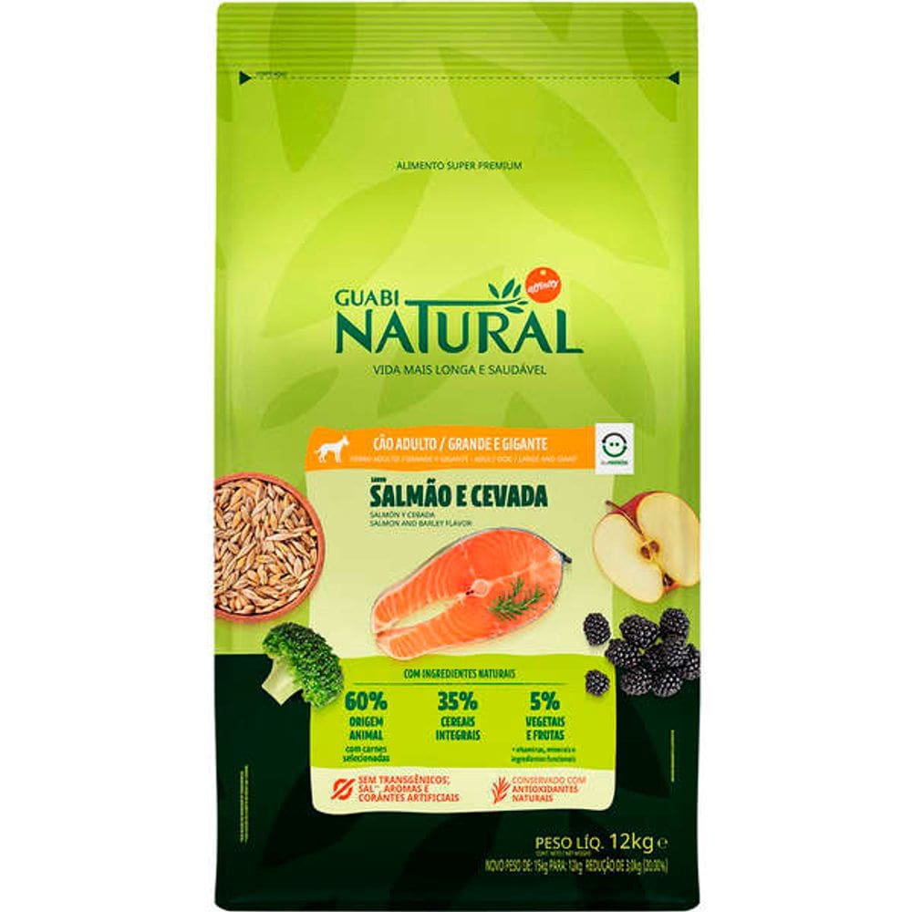 Guabi Natural Caes Ad. GG Salmão/Cevada 12Kg