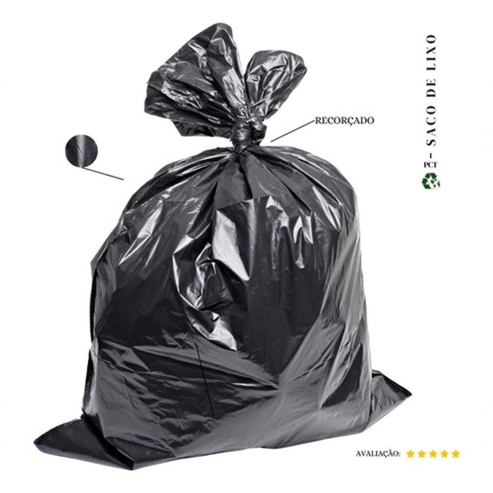 Saco De Lixo 50 Litros Reforçado Preto - 20 Unidades