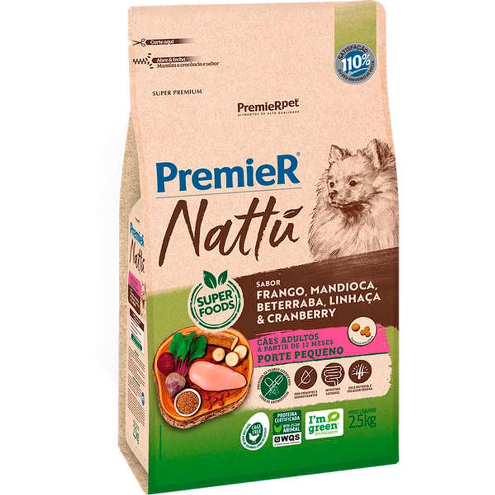 Premier Nattú Caes Ad. RP Frango/Mandioca 2,5 Kg