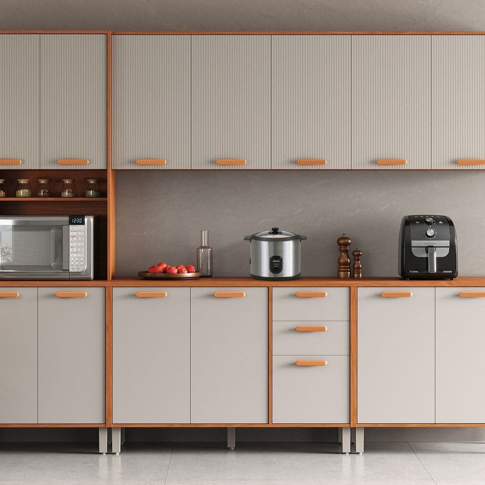 Cozinha Completa Modulada 5 Peças Itafriz Itatiaia Cinamomo/Cinza
