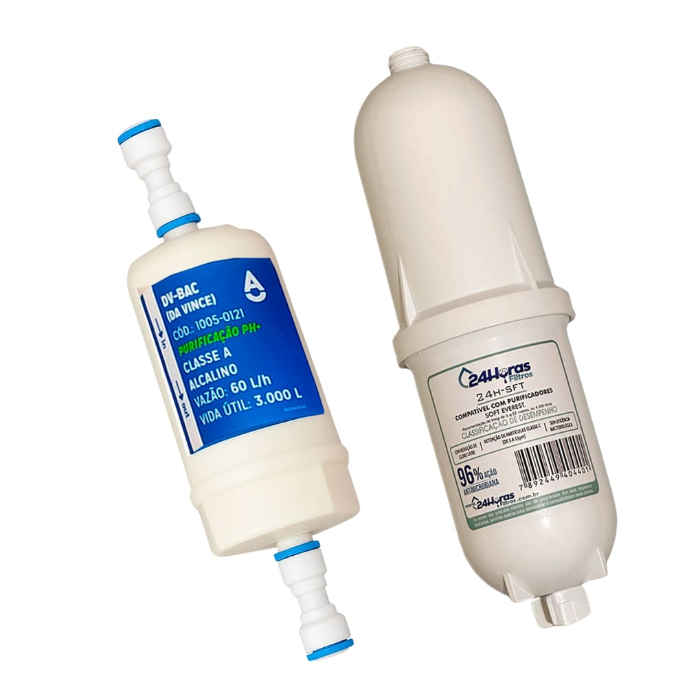 Kit Filtro Compatível Purificador Soft + Pré Filtro Água Alcalina Classe A
