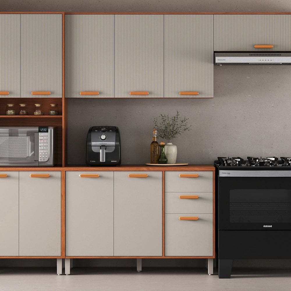 Cozinha Completa Modulada 4 Peças Itafriz Itatiaia Cinamomo/Cinza