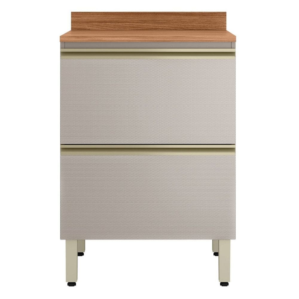 Balcão Mdf 1 Porta 1 Gaveta 60cm com Tampo Proença Nogueira/Nude Prime