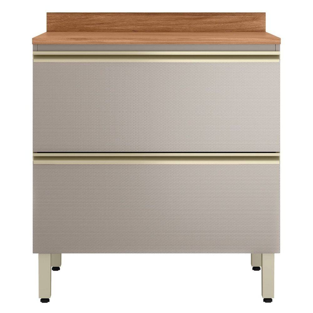 Balcão Mdf 1 Porta e 1 Gaveta 80cm com Tampo Proença Nogueira/Nude Prime