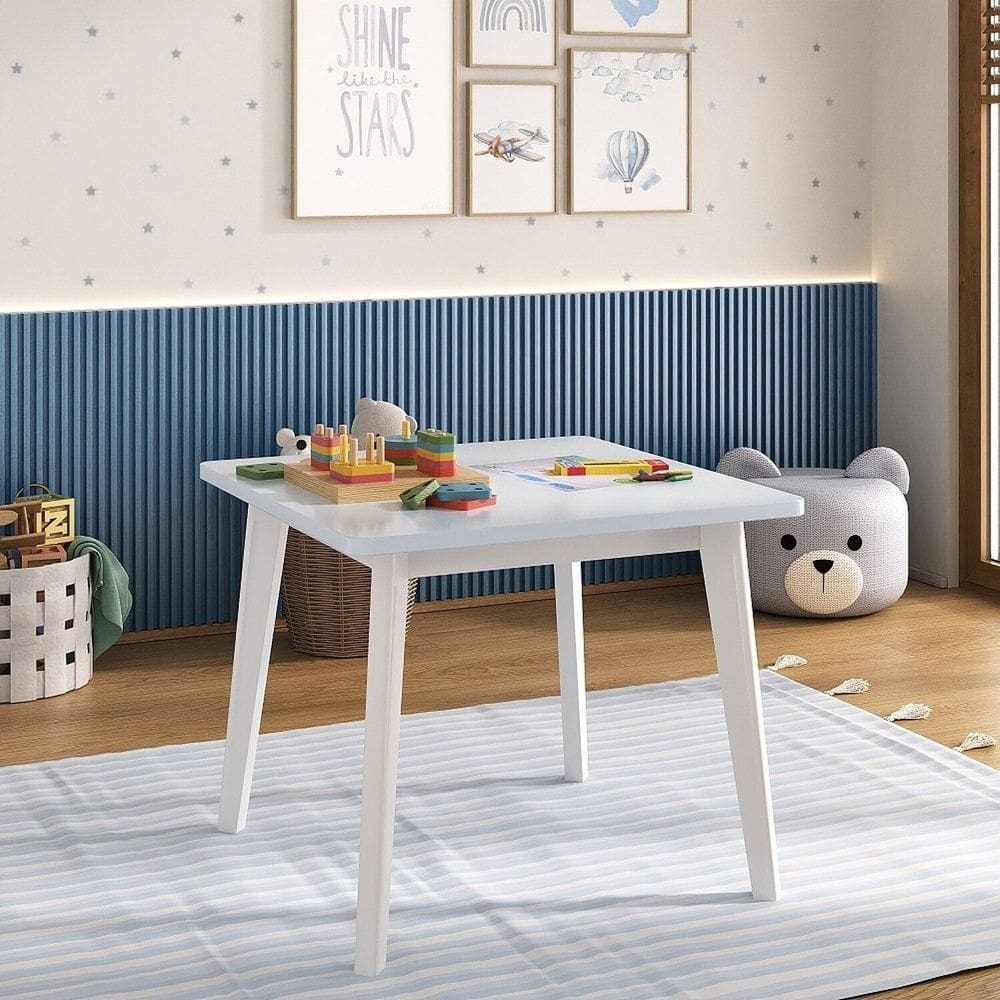 Mesa Quadrada Infantil Madeira de Pinus e Mdf Sofia