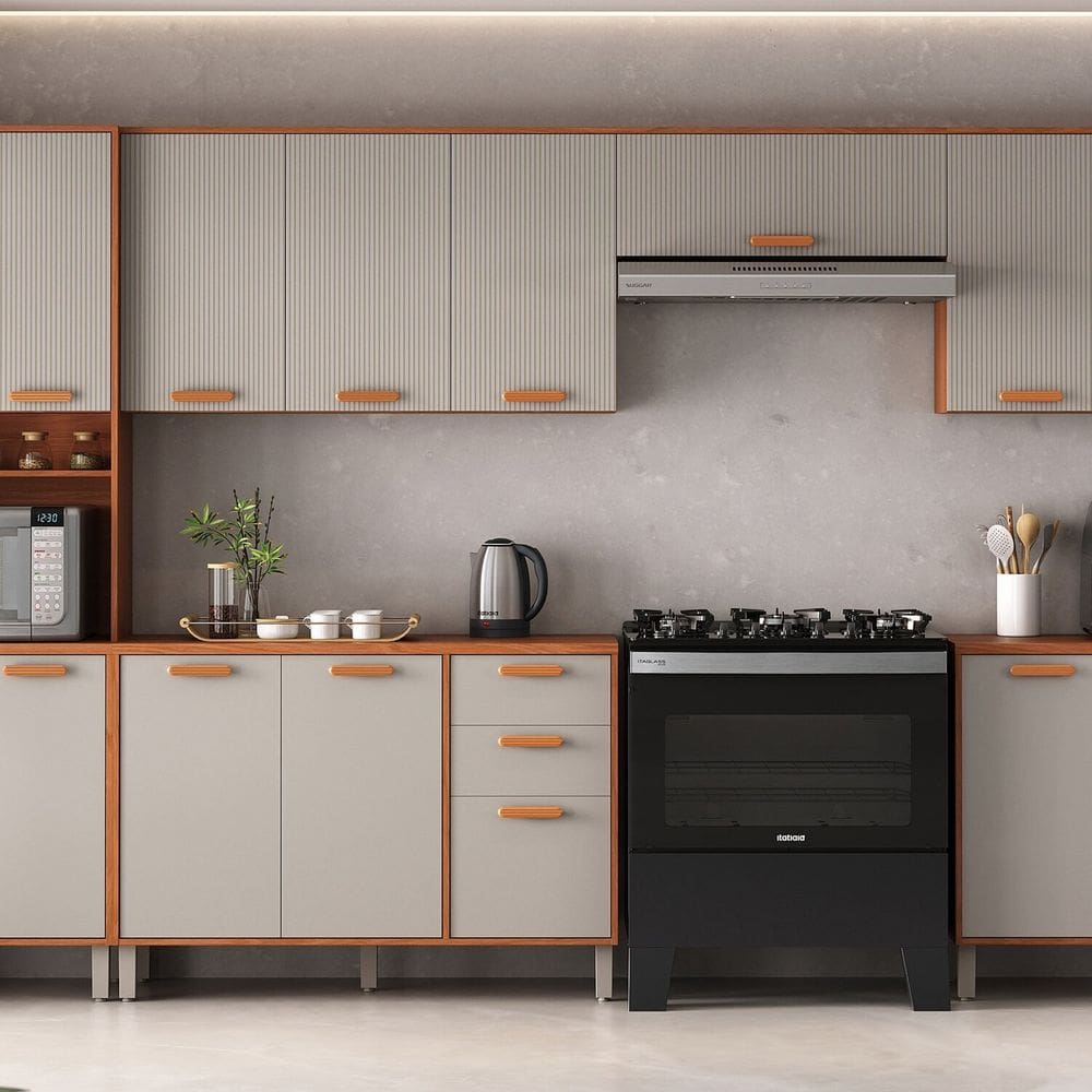 Cozinha Completa Modulada 6 Peças Itafriz Itatiaia Cinamomo/Cinza